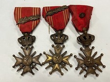 Original WW2 Belgian Croix De Guerre Medal with Device King Leopold III (Single)
