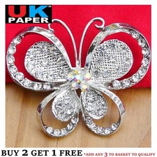 LARGE 2.2" SILVER BUTTERFLY