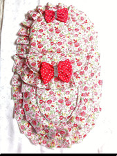 RED/PINK FLORAL COTTON DOLLS PRAM SET SILVER CROSS RANGER PIONEER junior prams