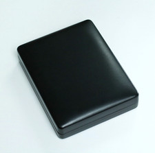 Antique Style Pocket Watch Box - Black Padded Leatherette - Recessed for Chain