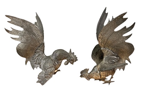 Two vintage metal fighting - metal,