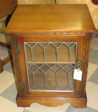 Old Charm Hi Fi  CD Media Cabinet Cupboard Leaded Glass Door