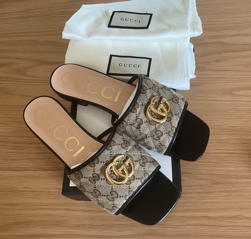 Gucci marmont canvas slides - gg,