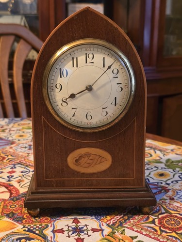 Antique french clock inlaid - french,