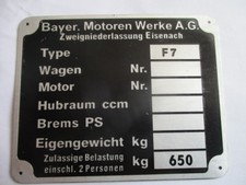 Type Plate BMW Sign F76 F79 F