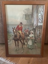 Large Hunting Scene Print Sanderson Wells Original Frame