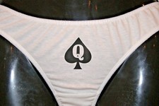 Queen Of Spades Hotwife BBC Cuckold Sexy QOS Thong Panties Underwear White Black