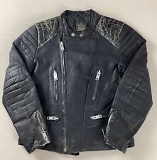 Vintage Distressed Leather Biker Jacket Cafe Racer Jacket Size 38