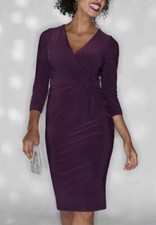 BRAVISSIMO Purple Twist Side Dress Midi Evening Smart Dress Ladies RRP 65 182
