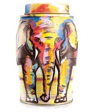 WILLIAMSON TEA ELEPHANT CADDY TIN PAINTERLY SUMMER 40 ENGLISH BREAKFAST TEA BAGS