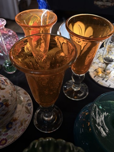 Vintage heavy hand blown amber - vintage,