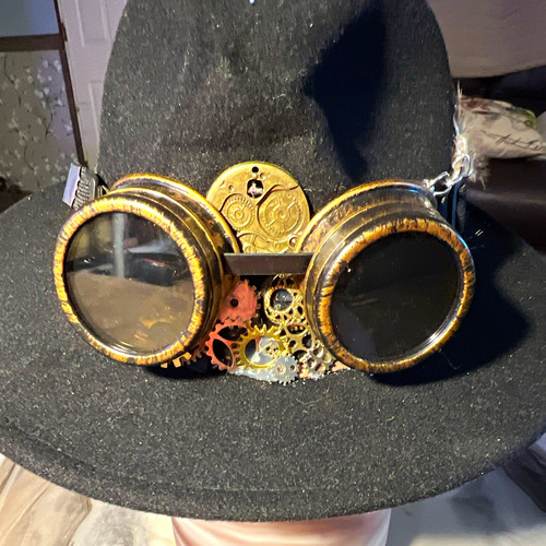 Black felt steampunk top hat - black,