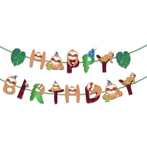Sloth bunting happy birthday - bunting,