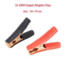 100A Copper Alligator Clips for Car Battery 9cm HEAVY DUTY Crocodile Clamps 2Pcs