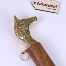 Naka Long Shoe Horn Wooden Brass Animal Ball Top 46cm Gift Vintage Style