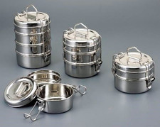 LUNCH BOX TIFFIN STAINLESS STEEL 2/3/4 TIER SECTION FOOD CONTAINER PICNIC OFFICE