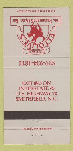 Matchbook cover eli oliver s - cover, oliver's