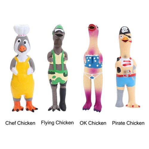 Squeaky dog toy latex chicken - latex,