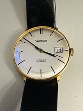 Vintage Ventura Mechanical 17 Jewels Date Men’s Watch-Ticks Needs Service
