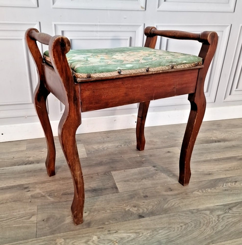 Antique piano stool wooden - stool,
