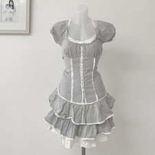 Morgan De Toi Striped Ruffle Dress Size Small Coquette Dolly Parisian