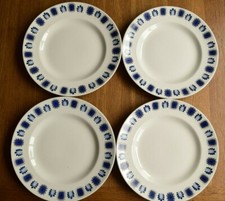 VINTAGE / RETRO STAFFORDSHIRE BLUE & WHITE  LUNCH PLATES X 4