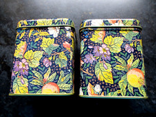 2 X VINTAGE WHITTARD OF LONDON EMPTY TEA TIN CADDY FLORAL CHINTZ 4" HIGH 1990S 5