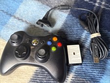 Microsoft Xbox 360 Genuine Black Wireless Controller OEM Untested USB Cable
