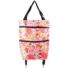  Folding Shopping Bag with Wheels Trolley Foldable Cart Storage on