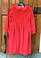 Sarah Louise red, smocked Christmas Dress Age 5/6