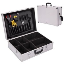 Electricians Aluminium Flight Case Toolbox Tool Organiser Lockable Storage Box
