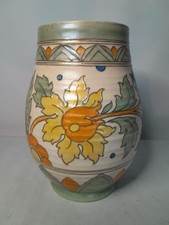 Crown Ducal Tube Lined FLOWERS AND LEAVES Vase Floral  8.75" 12.25cm