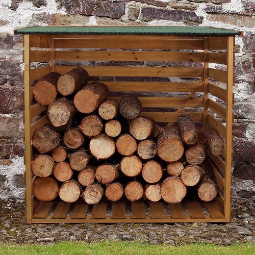 Wooden log store wood - wooden, firewood
