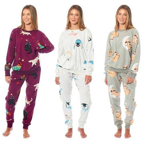 Womens printed fleece pyjama - womens,