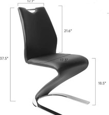 Black Faux Leather Dining 2x Chairs 