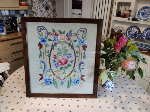 Antique firescreen embroidered - antique,