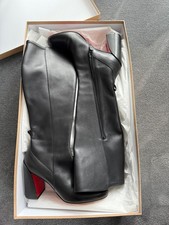 Authentic Christian Louboutin Botalili Jane Botta 85 Boots Black Calf Size 41