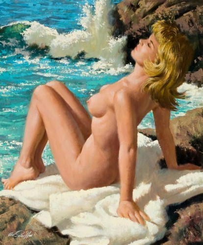 Vintage pin sunning herself - pin-up,