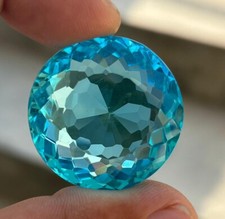 89 Ct Natural Certified Sky Blue Aquamarine Round Cut Loose Gemstone EBAY