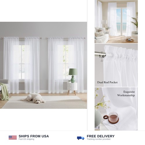 Sheer curtains inch white - curtains,