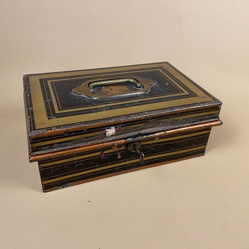 Antique painted metal cash box - antique,