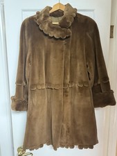 Jack Paul Waltzer Couture Sheared Mink Coat Reversible Natural BRN Scallop WM MD