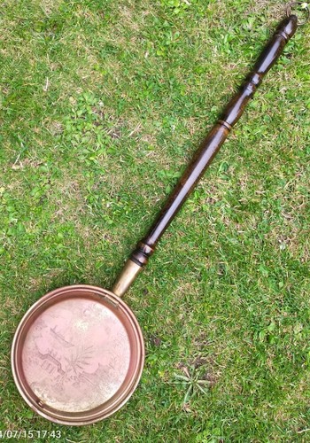 Vintage copper bed warmer - bed,