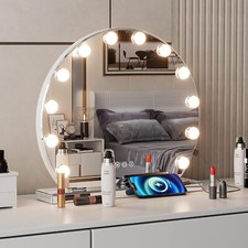 Round Hollywood Vanity Mirror LED 50cm Dimmable Touch Make up Mirror with USB