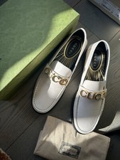 Gucci White Leather Loafers