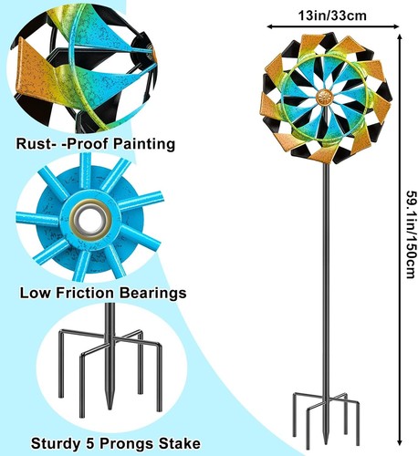 Metal rainbow wind spinners - metal,