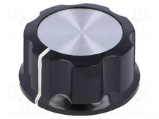 silver bakelite Ø29.6x16mm with flange Øshaft: 6.35mm Knob