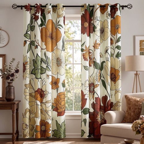 Floral curtains for living - floral,