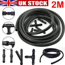 2m Black Rubber Windscreen Wiper Washer Jet Tube Pipe Hose with connectors Set