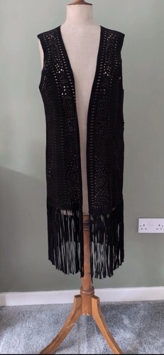 Suede leather long black